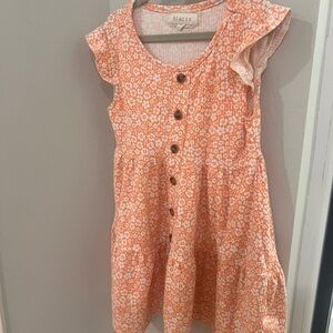 btween Bright Orange Floral Dress